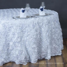 Elegante weiße Hochzeitszeremonie Rosette Satin Tischtuch Tischdecke Bankett